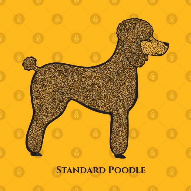 Standard Poodle with Name - dog lovers detailed poodle drawing by Green Paladin