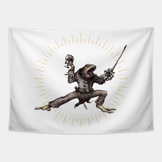 On Guard ! Fencing Frogs Tapestry by artbyst