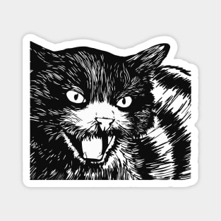 Halloween Cat illustration black and white Magnet