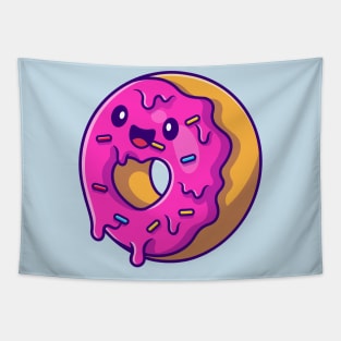 Cute Doughnut Flying Cartoon Tapestry