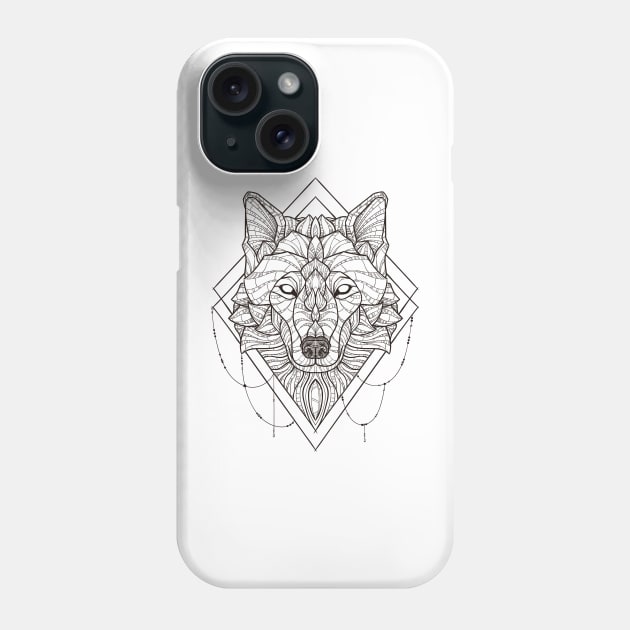 Geometric Wolf Phone Case by Psydrian