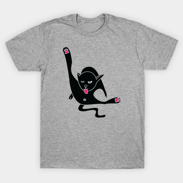 cat licking itself t shirt