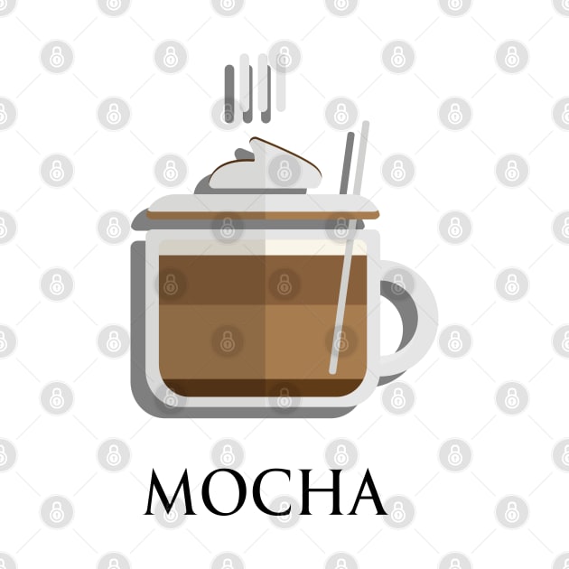 Hot Mocha coffee with whipped cream front view flat design style by FOGSJ