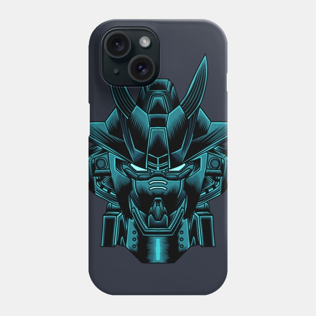 Blue robot illustration Phone Case by Pipop Std