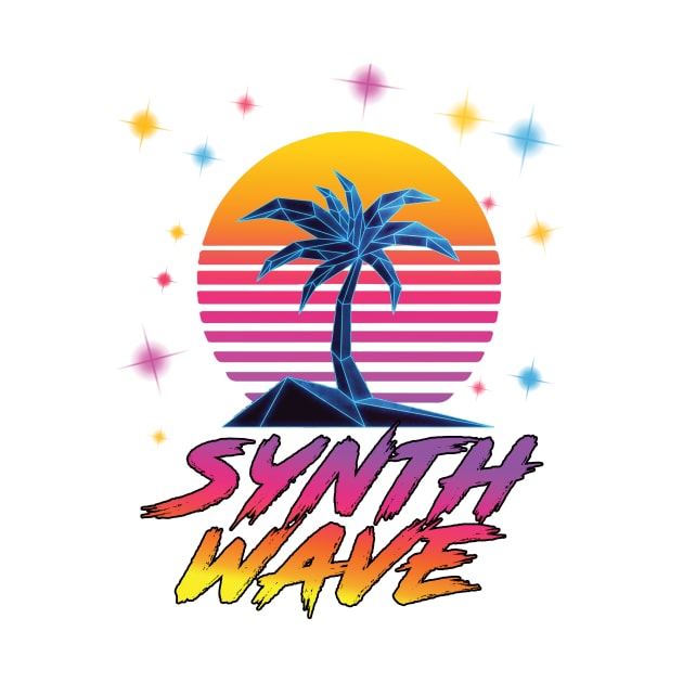 Synthwave Vaporwave Palm Tree Outrun Sunset by vikki182@hotmail.co.uk