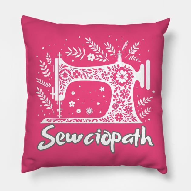 sewing machine floral Pillow by Figurely creative