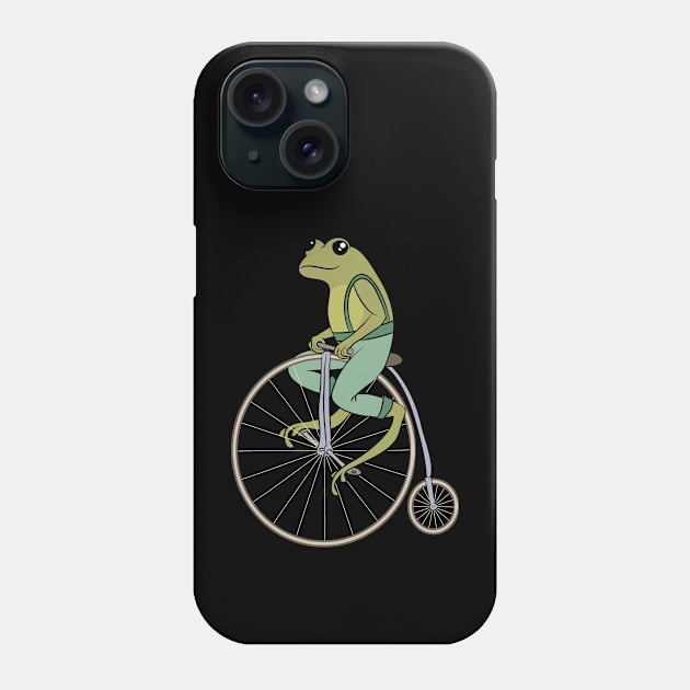 Cottagecore Aesthetic Frog Riding A Bicycle Vintage Nature Phone Case by Designer-Girl