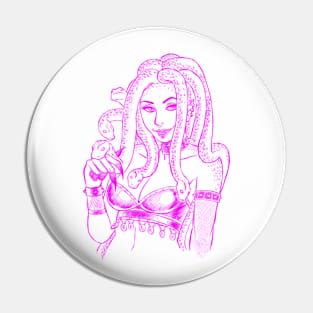 Smiling Medusa Pink Design Pin