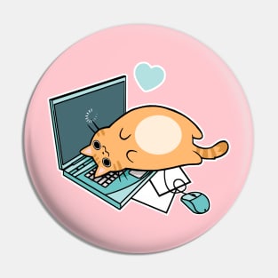 Cute Laptop Cat Pin