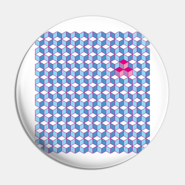 Blue & Pink Tiling Cubes Pin by funmaths