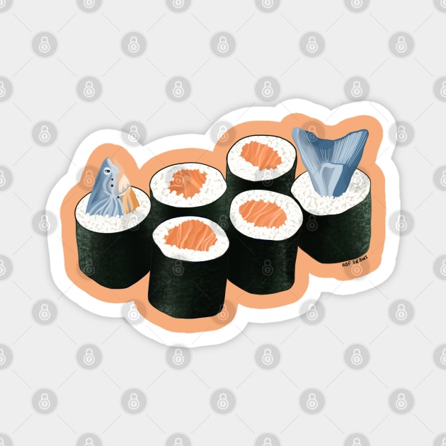 Sushi Lover Fish Head Sashimi Magnet by HofDraws