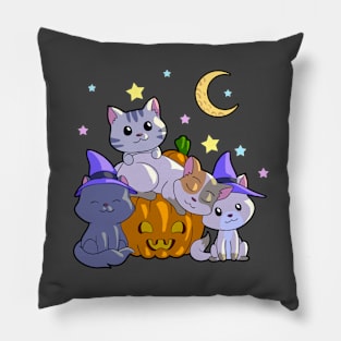 Halloween Cats Pumpkin Witch Anime Cat Lover Kawaii Neko Pillow