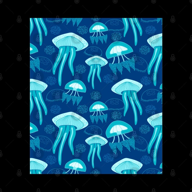 Blue Jelly Fish In The Deep Ocean by kooicat