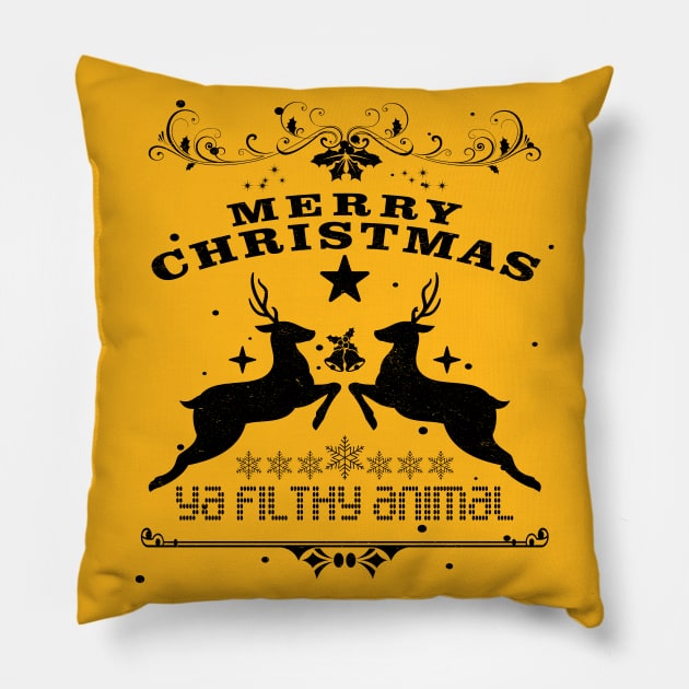 Merry Christmas Ya Filthy Animal Pillow by MZeeDesigns