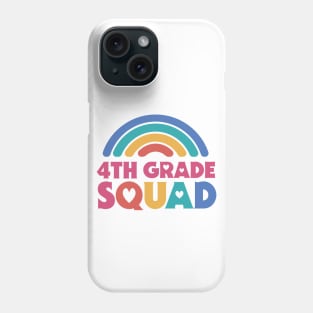 Cute School Teacher 4th Grade Squad with Retro Rainbow and Hearts Phone Case