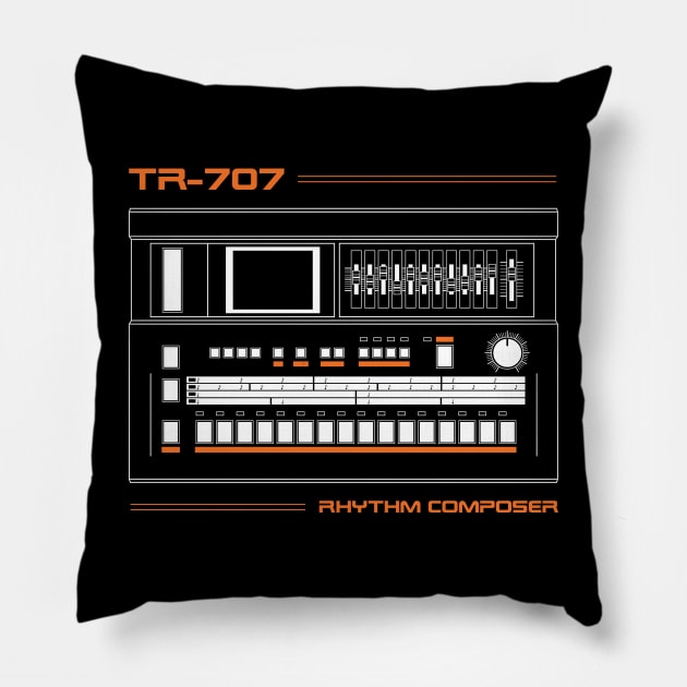 TR-707 Vintage Drum Machine Pillow by Atomic Malibu