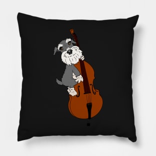 Miniature Schnauzer Funny Dog Playing Double Bass Pillow