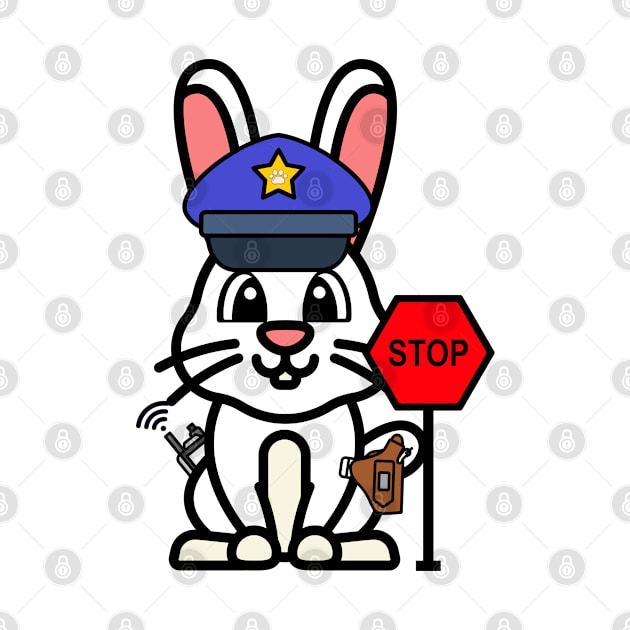 Funny white rabbit is a policeman by Pet Station