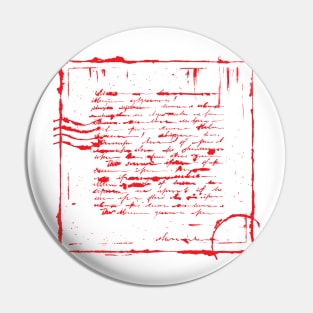 Red Unreadable letter. Pin