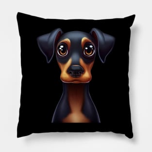 Playful Doberman Pinscher Graphic Design Pillow