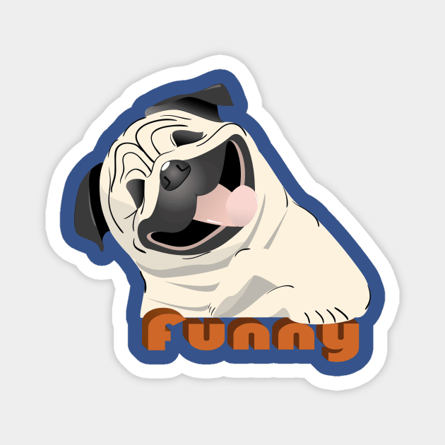 Funny Pug Magnet by Kanom-Tom