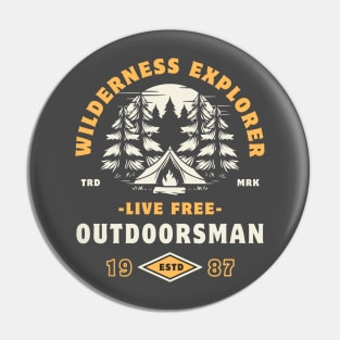 Wilderness Explorer Outdoorsman Camping Campfire Hiking Pin