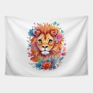 Lion Face Flower Art Tapestry