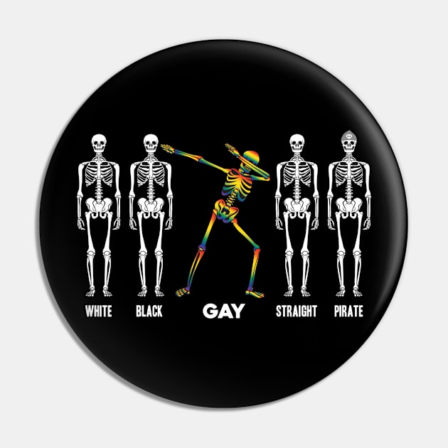 Skeleton Dabbing LGBT Rainbow Novelty Gift Pin by Tenh