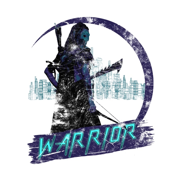 Female Warrior Retrowave by MerlinArt