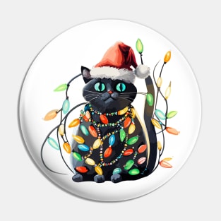 Christmas Lights Cat Merry Catmas Pin