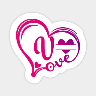 letter v monogram in the shape of love Magnet