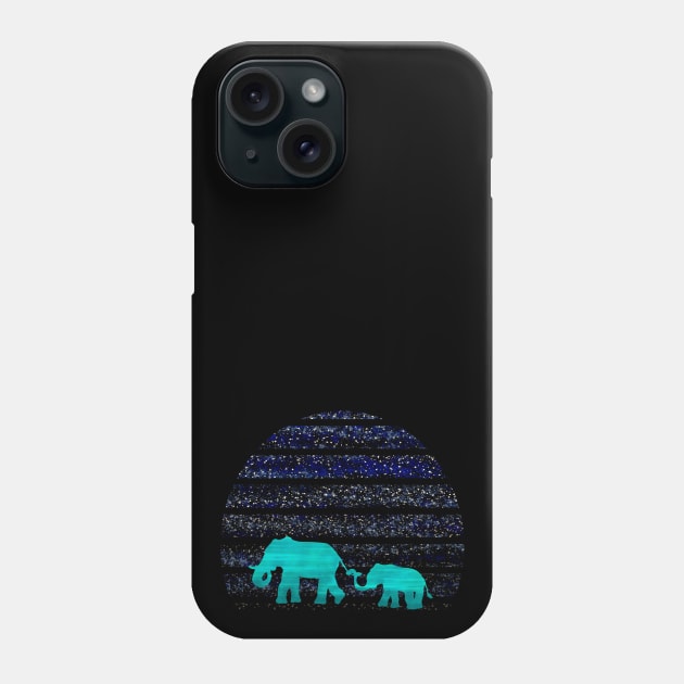 Elephant family at night Phone Case by Littlelimehead