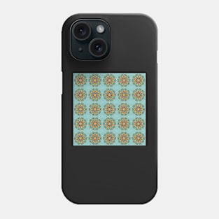 Turquoise and Gold gemmed Kaleidoscope pattern 13 Phone Case