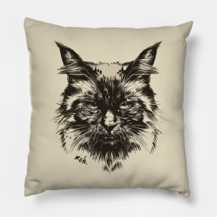 Hand drawn cat judging you. meh. Pillow