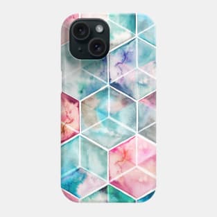 Translucent Watercolor Hexagon Cubes Phone Case