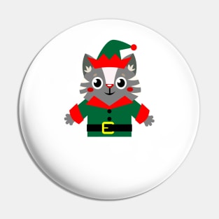 Meowy Catmas Cute Kawaii Cat Christmas Elf Santa's Little Helper Pin