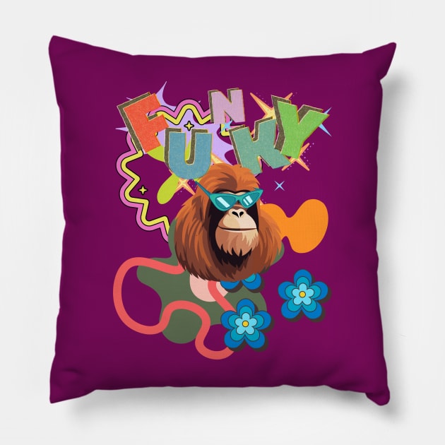 Funky Monkey Pillow by AlmostMaybeNever