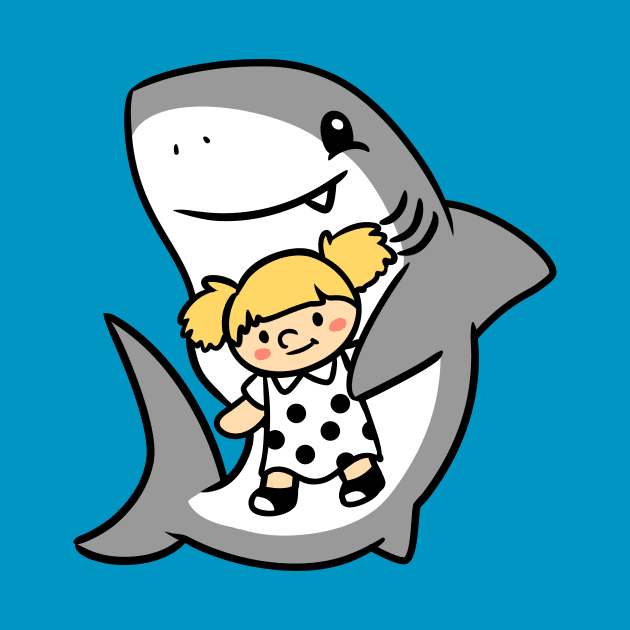 Shark Pup Morgan & Their Doll (Light Tones, Pigtails, Smock Dress) by Pop & Purr