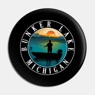 Bunker Lake Fishing Michigan Sunset Pin