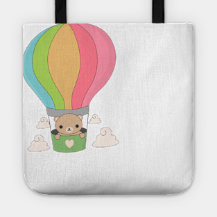 Hot Air Ballon Brown Bear T-Shirt Tote