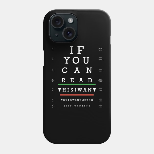 Snellen Chart Pop Song Phone Case by Scar