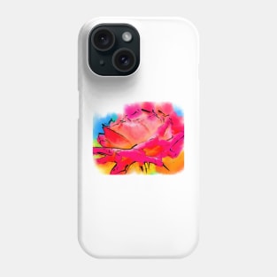 Pink and Orange Rose In Abstract Watercolor Phone Case