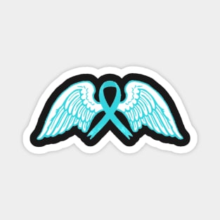 Light Blue Awareness Ribbon with Angel Wings Magnet