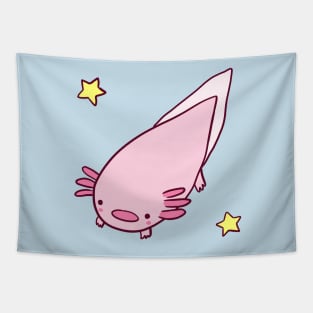 Cute happy axolotl with stars Tapestry