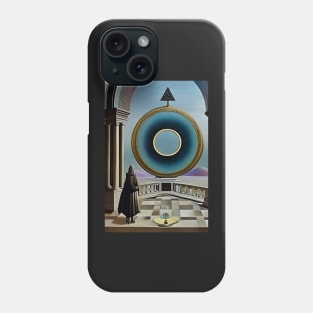 Surrealist painting like digital art of a Wizard in a balcony looking out at the Monad of creation Phone Case