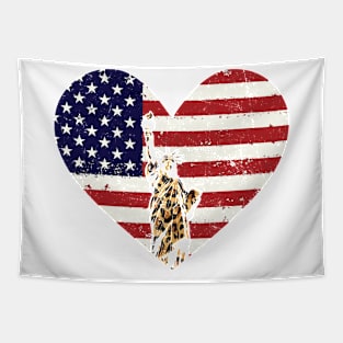 Leopard American Flag Hearts 4th of July Cute Tapestry