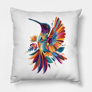 Rainbow Wings: Vibrant Hummingbird Pillow