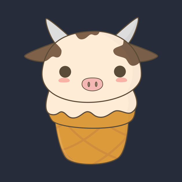 Kawaii Cute Cow Ice Cream T-Shirt by happinessinatee