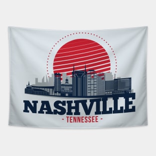 Retro Nashville, Tennessee Skyline Tapestry