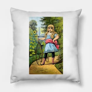 Victorian Girl and her Tricycle Pillow